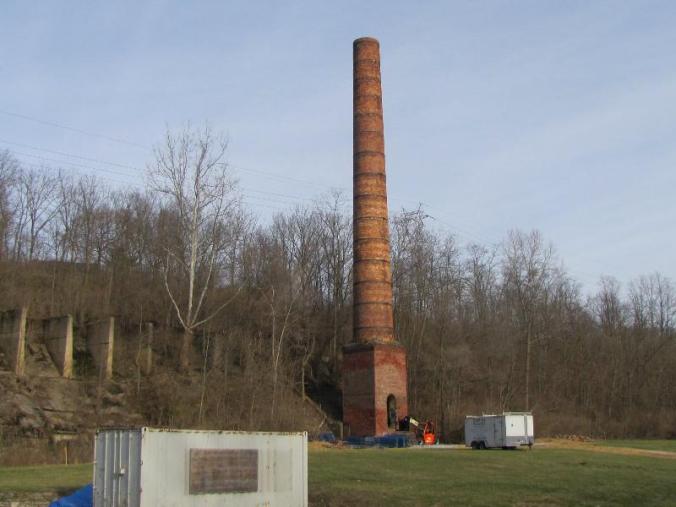 The remaining smoke stack from the Starr Piano factory.